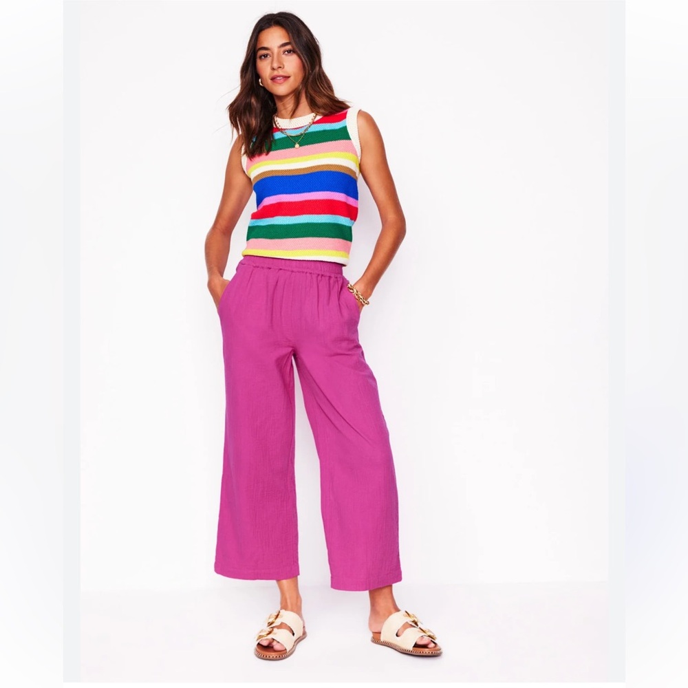 Boden Cropped Double Cloth Pink Pants Wide Leg Size‎ 12